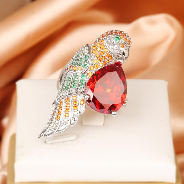 Personality animal series parrot statement rings