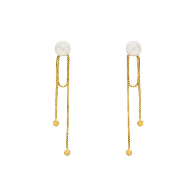 Chic pearl bead chain tassel women earrings