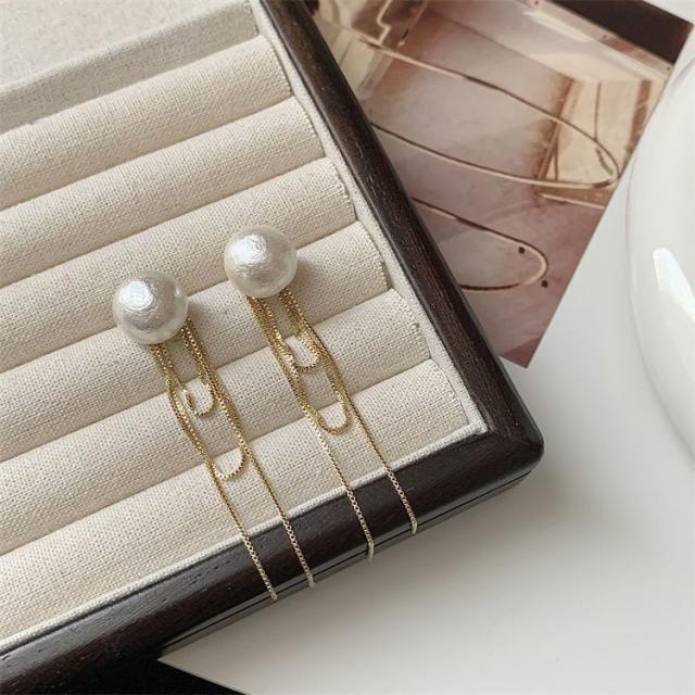 Chic pearl bead chain tassel women earrings