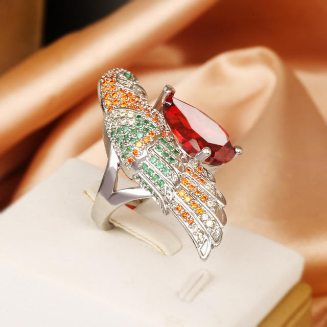 Personality animal series parrot statement rings