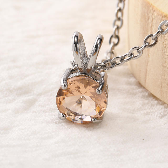 Sweet colorful cubic zircon rabbit pendant stainless steel necklace dainty nekclace