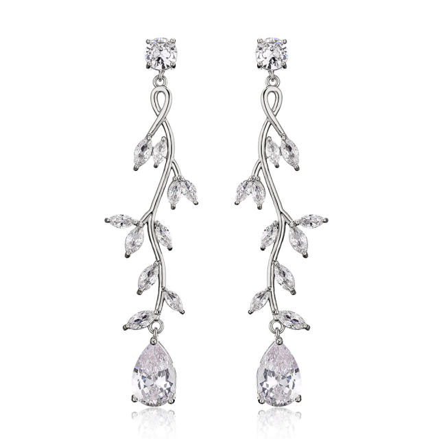 Delicate horse eye shape cubic zircon diamond dangle earrings