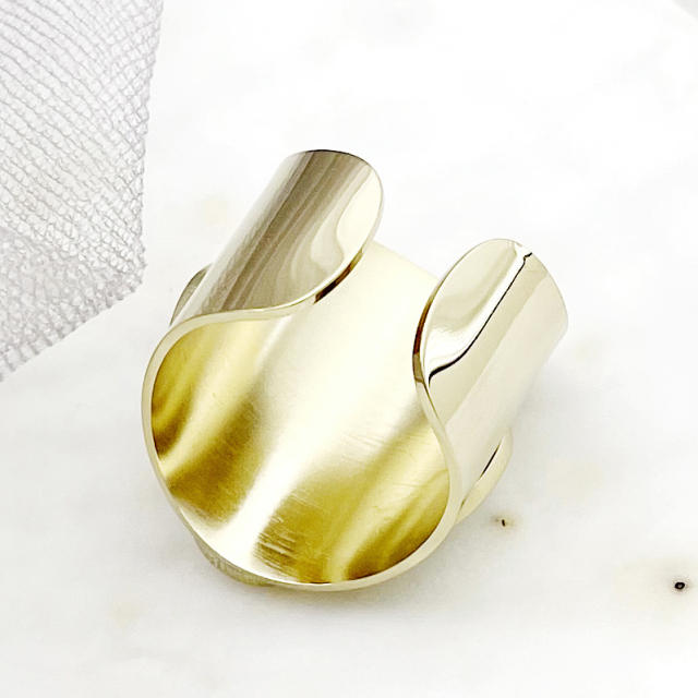 Personality irregular shape mother shell statement stainless steel finger rings