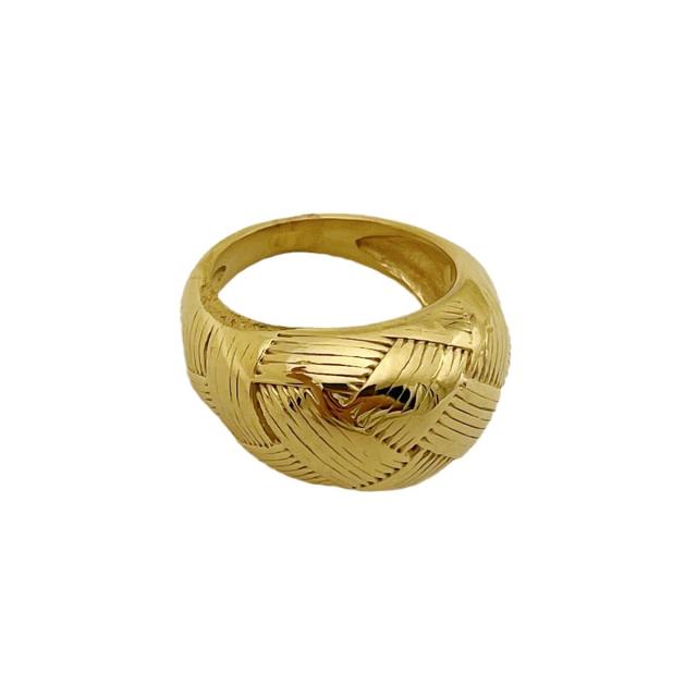 Chunky gold color braid pattern stainless steel finger rings