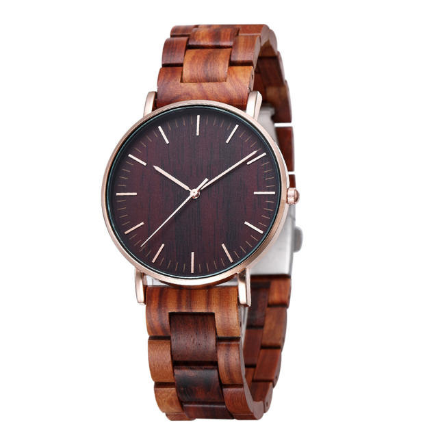 Elegant casual wooden strap watches for men women gift