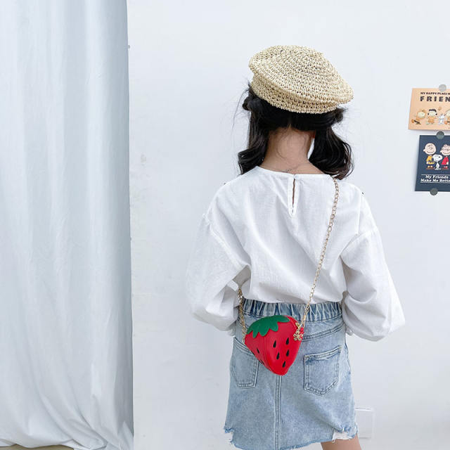 Cute strawberry design PU material mini coin purse crossboy bag for children