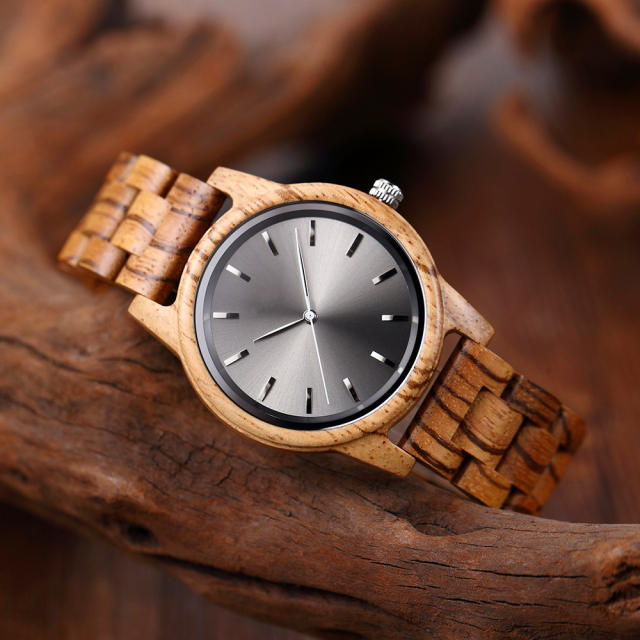 Elegant wooden material couples quartz watch