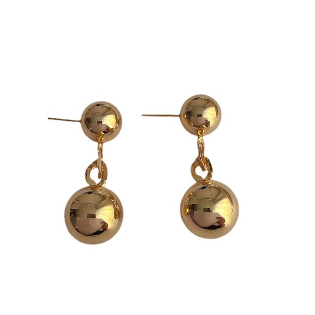 Korean fashion easy match 18K gold plated ball bead dangle earrings