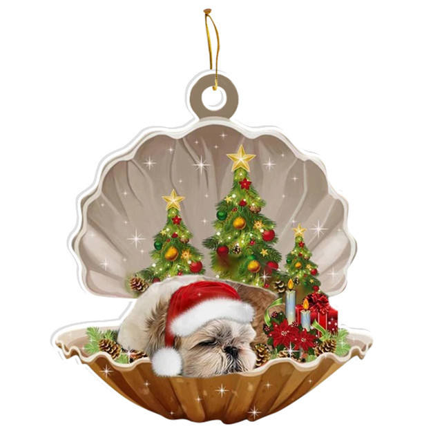 Cute acrylic material Puppy Shell christmas tree pendant christmas supplies