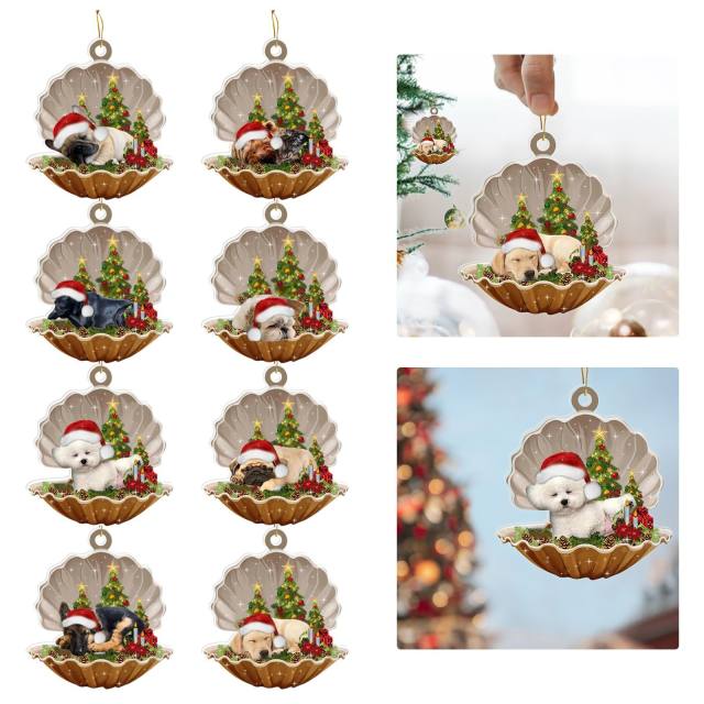 Cute acrylic material Puppy Shell christmas tree pendant christmas supplies