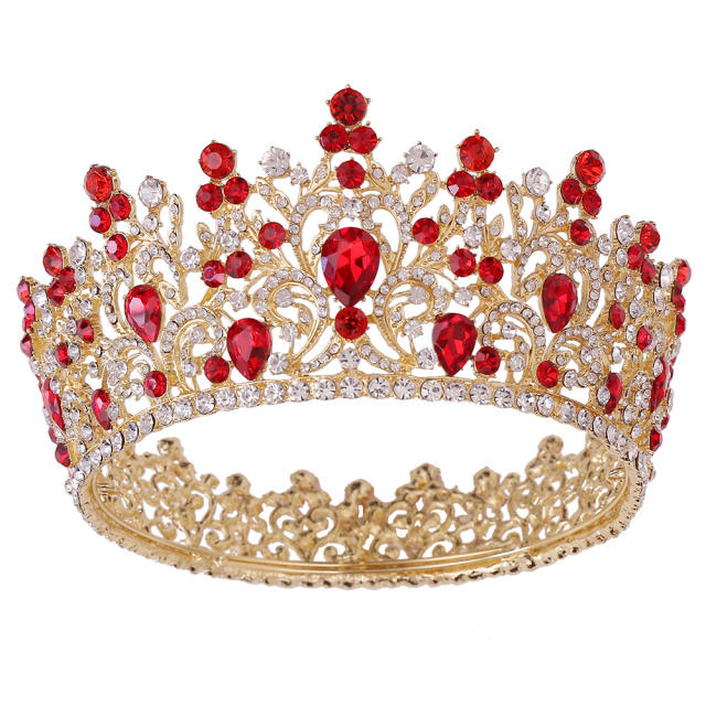 Baroque luxury color glass crystal round crown