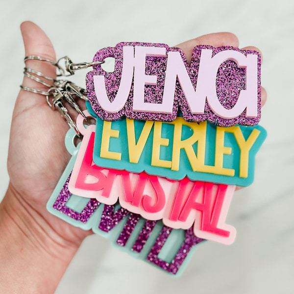 Personality colorful acrylic custom name letter keychain bag accessory