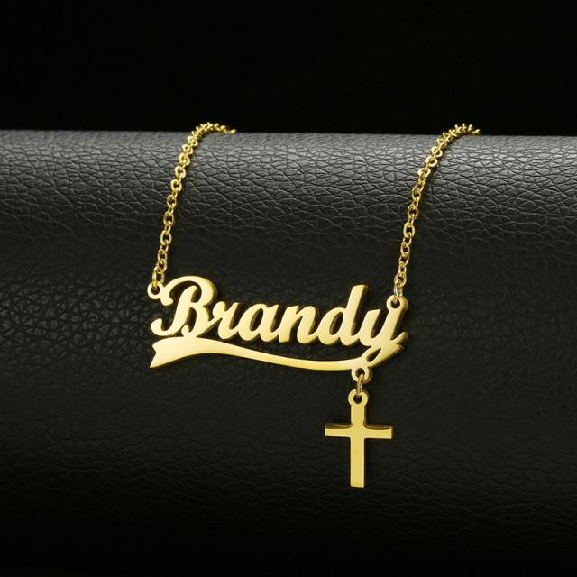 18K personality name necklace stainless steel name plate necklace