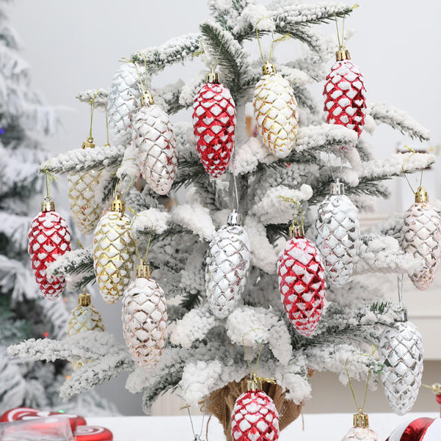 Plastic material christmas pinecone decoration christmas tree supplies