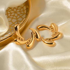 INS personality sprial water drop hoop design stainless steel earrings