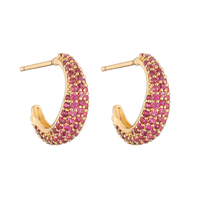 Luxury full of colorful cubic zircon copper studs earrings