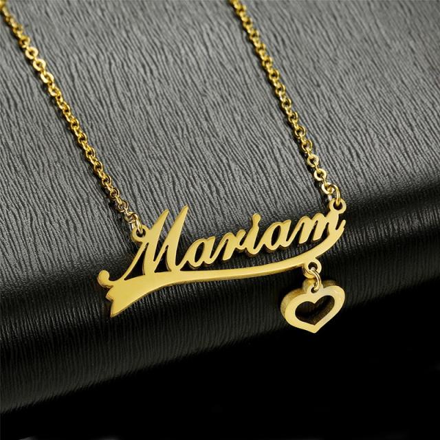 18K personality name necklace stainless steel name plate necklace