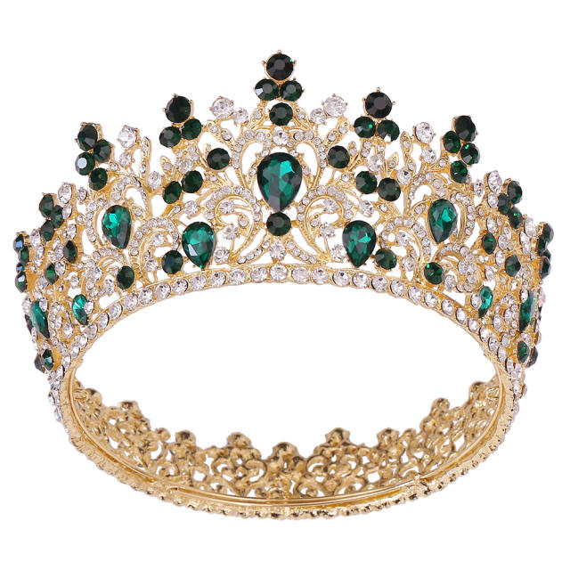 Baroque luxury color glass crystal round crown