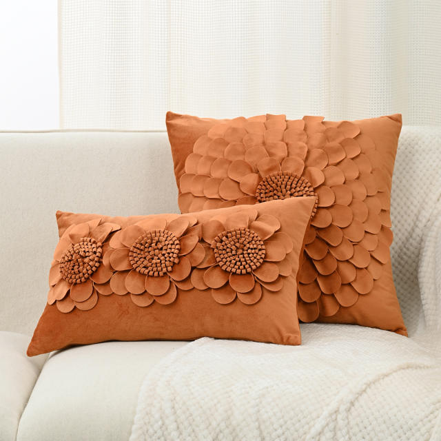 3D flower handmade warm winter home throw pillow covers