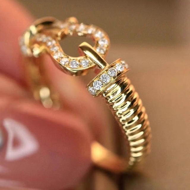 Luxury diamond horse shoes women finger rings