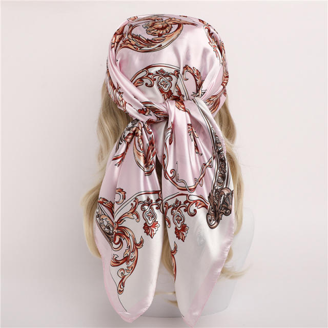 90CM classic satin square women scarf