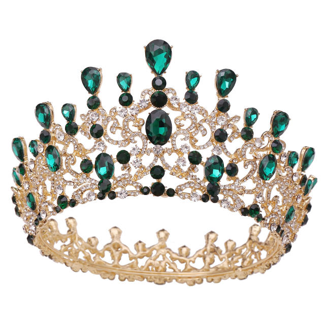 Baroque palace trend color glass crystal statement round crown