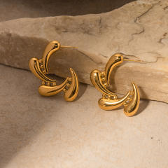 INS personality sprial water drop hoop design stainless steel earrings