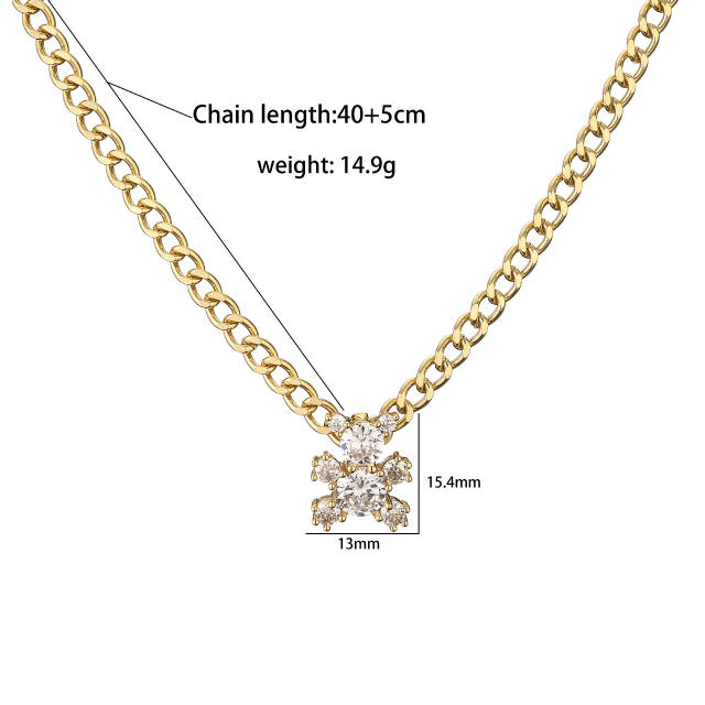 18KG figaro chain diamond bear hiphop necklace