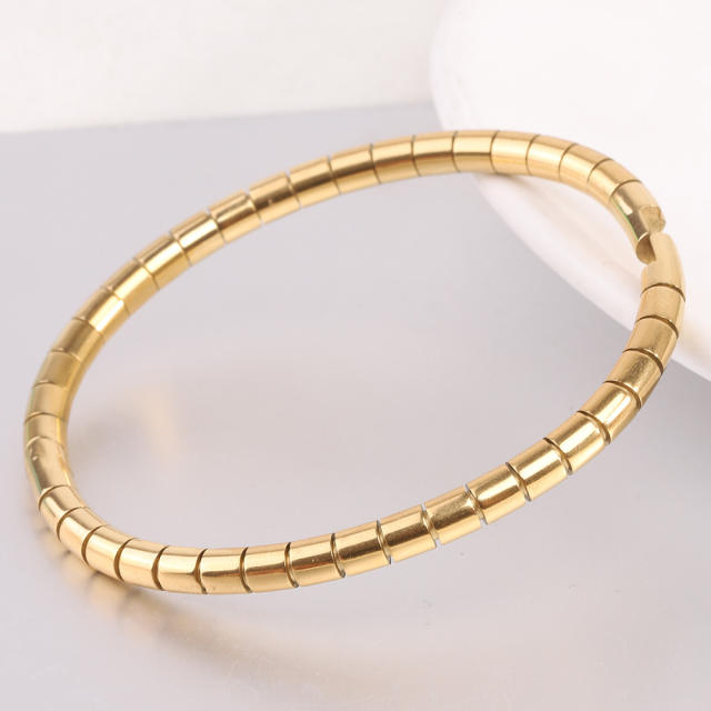 18KG easy match basic snake chain design stainless steel bangle