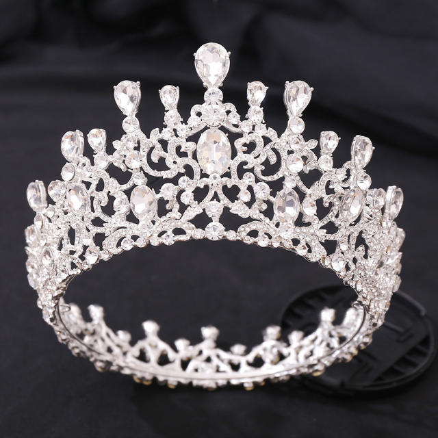 Baroque palace trend color glass crystal statement round crown
