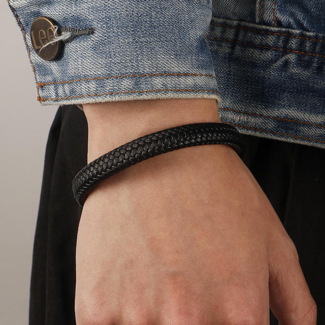 Concise braid pu leather men bracelet