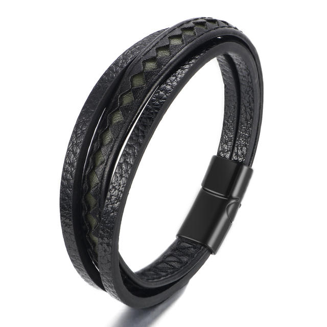 Creative color matching PU leather men bracelet