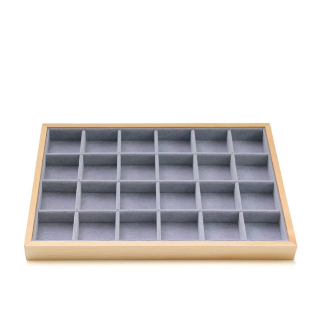 Gray velvet wood material jewelry display tray