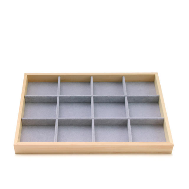 Gray velvet wood material jewelry display tray