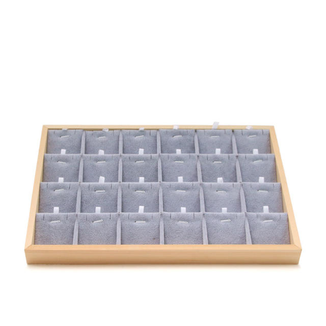 Gray velvet wood material jewelry display tray