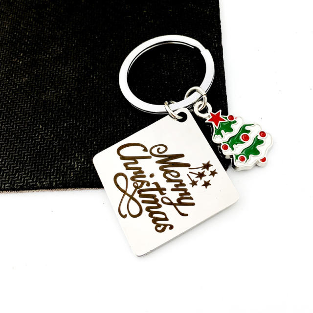 Merry Christmas Creative stainless steel keychain gift keychain