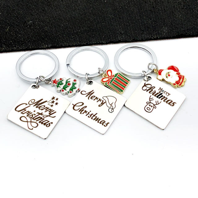 Merry Christmas Creative stainless steel keychain gift keychain