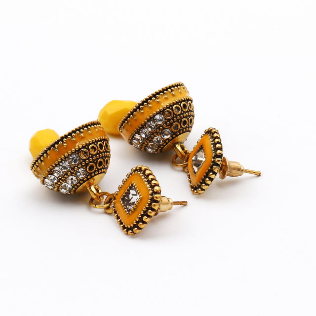 National color enamel bell indian earrings jewelry