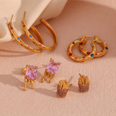 18KG cute lava design stainless steel earrings hoop earrings