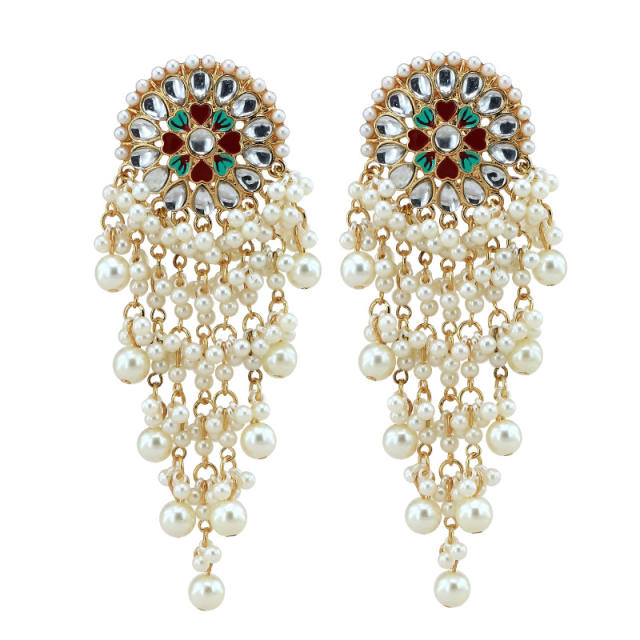 Vintage pearl bead tassel dangle earrings for women holiday earrings