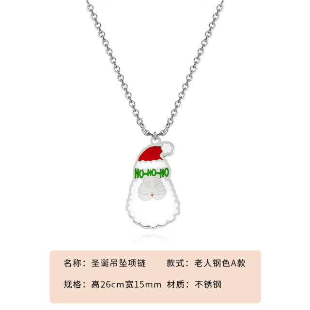 Cute christmas pendant stainless steel necklace