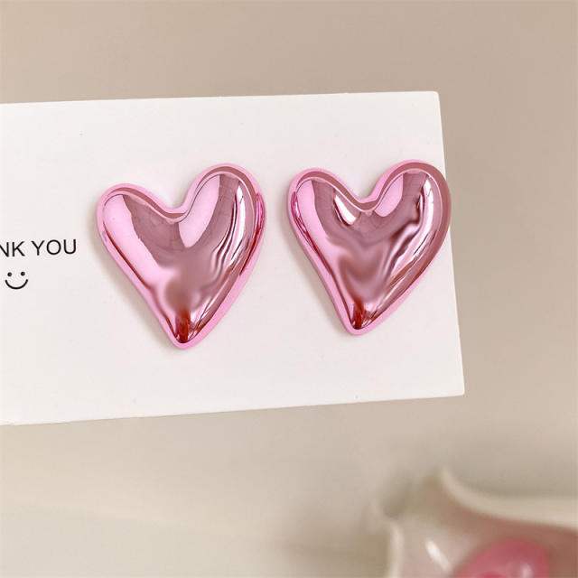 925 needle Y2K color heart acrylic studs earrings