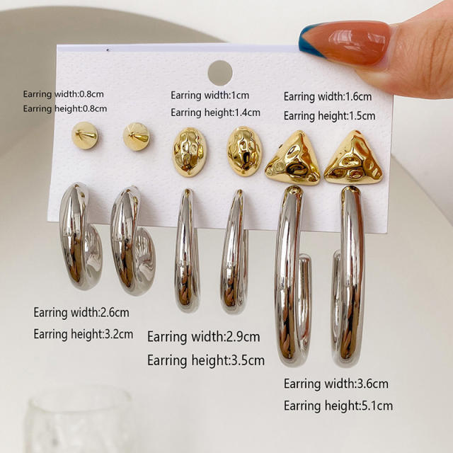 925 needle gold silver color acrylic geometric earrings set