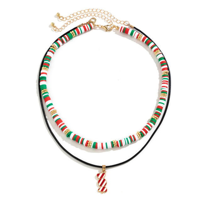 Christmas clay bead choker layer necklace for women