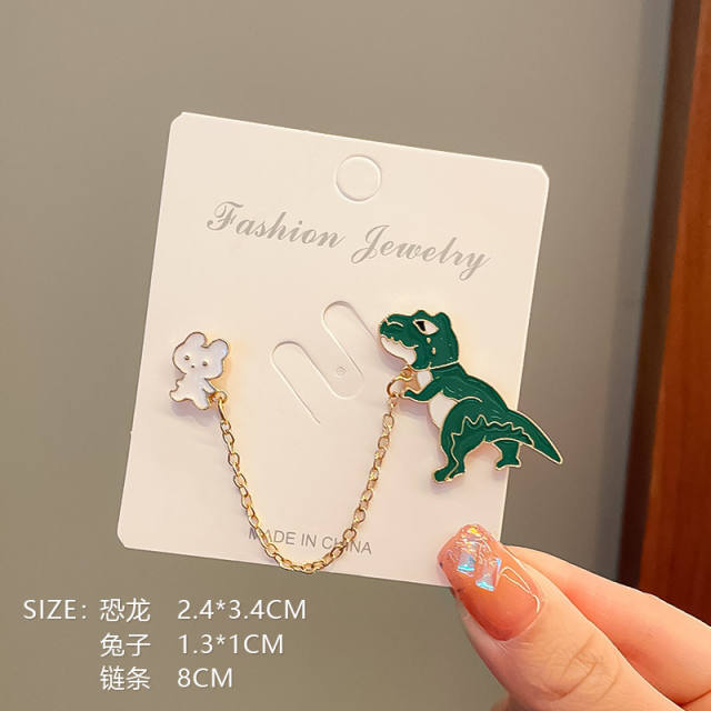 Colorful enamel cartoon panada plan metal chain brooch