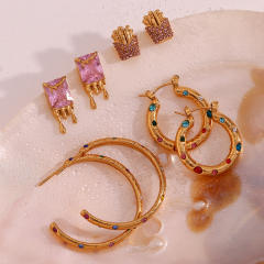 18KG cute lava design stainless steel earrings hoop earrings