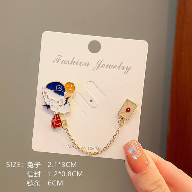 Colorful enamel cartoon panada plan metal chain brooch