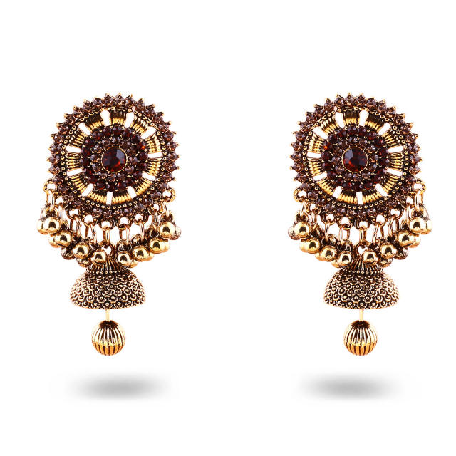 Boho gold silver indian earrings bell dangle earrings