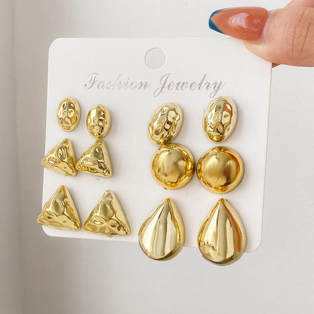 925 needle gold silver color acrylic geometric earrings set