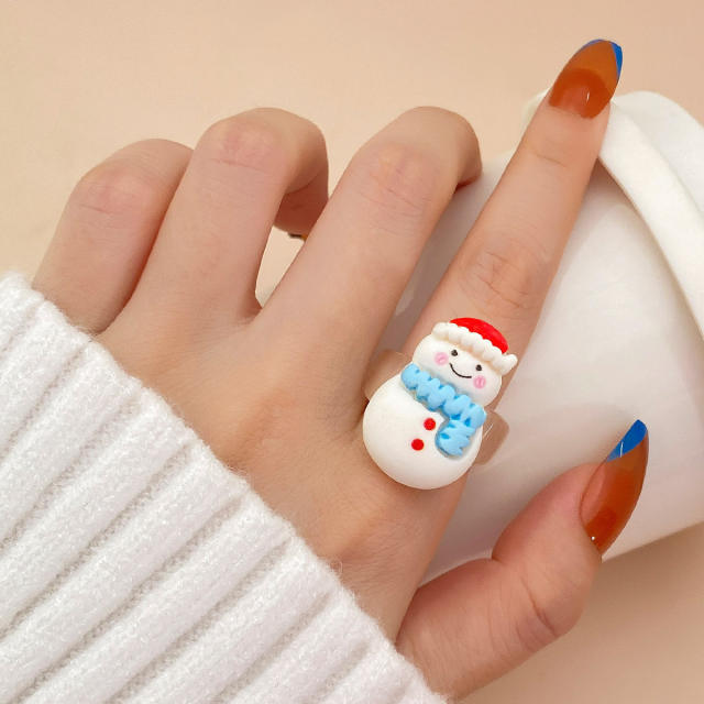 Cartoon cute santa claus elk christmas rings